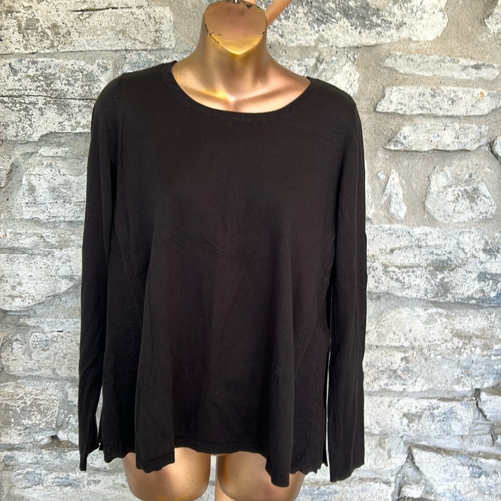 Loft cotton knit top with lace side panels​